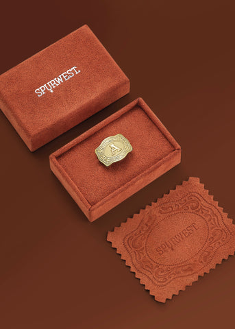*PRE-ORDER* Inital Mini Belt Buckle Ring - Gold