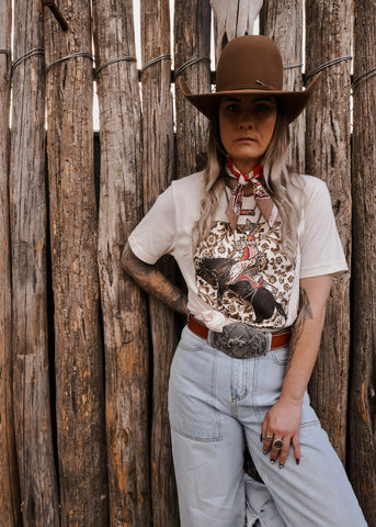 XOXO Art & Co. Saddle Flower Bronc Tee