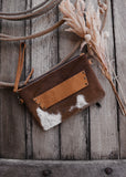 Sage Cowhide Clutch/ Crossbody Bag in Tan Leather (Pick Option)