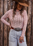 The Western Heritage Lace Top in Blush