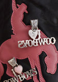 I Heart Cowboys Pendant - Pink Conch