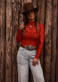 The Western Heritage Lace Top in Red