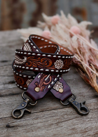 american_darling_tooled_leather_handpainted_buckstitch_handbag_bag_strap_western_rodeo_cowgirl_mack_and_co_designs_australia