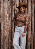 The Western Heritage Lace Top in Chocolate