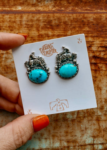 F*ck Around & Find Out Earrings - Kingman Turquoise