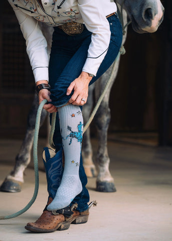 lucky_chuck_western_performance_socks_vintage_cowboys_cowgirls_rodeos_long_live_grey_stars_hemp_compression_america_usa_mack_and_co_designs_australia