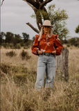 finley_western_cowboy_hat_rodeo_cowgirl_ruffle_puff_sleeve_blouse_arena_shirt_mack_and_co_designs_australia