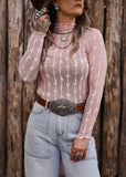 The Western Heritage Lace Top in Blush