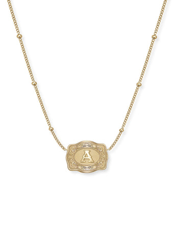*PRE-ORDER* Inital Ultra Mini Belt Buckle Necklace - Gold