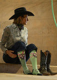 lucky_chuck_western_performance_socks_vintage_cowboys_cowgirls_rodeos_dont_walk_in_fear_sage_sugar_skull_hemp_compression_america_usa_mack_and_co_designs_australia