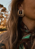 The Western Buckle Earrings in Gold