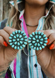 The Statement Cluster Earrings - Kingman Turquoise