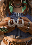 The Western Buckle Earrings in Silver