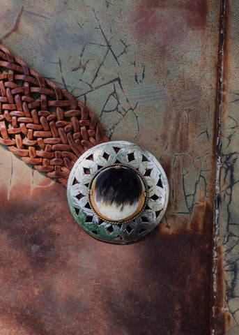 Madeline Wide Leather Belt - Round Buckle