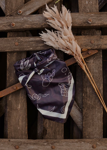rodeo_western_fashion_desert_dreamer_snake_sidewinder_coyote_cactus_cow_skull_moon_stars_silk_satin_handmade_handcrafted_concho_scarfslide_slide_wildrag_wild_rag_neck_scarf_tie_necktie_floral_scarves_bucking_bronco_campdraft_barrel_racing_racer_linen_cutting_gingham_paisley_cowgirl_mack_and_co_designs_australia
