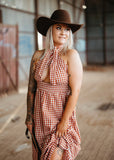 Camilla Maxi Dress in Chocolate Gingham