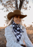 rodeo_western_fashion_handmade_handcrafted_concho_scarfslide_slide_wildrag_wild_rag_neck_scarf_tie_necktie_scarves_bucking_bronco_campdraft_barrel_racing_racer_linen_gingham_navy_cowgirl_mack_and_co_designs_australia