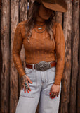 The Western Heritage Lace Top in Tan