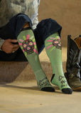 lucky_chuck_western_performance_socks_vintage_cowboys_cowgirls_rodeos_dont_walk_in_fear_sage_sugar_skull_hemp_compression_america_usa_mack_and_co_designs_australia