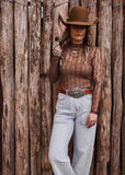 The Western Heritage Lace Top in Chocolate