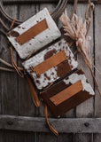 Sage Cowhide Clutch/ Crossbody Bag in Tan Leather (Pick Option)