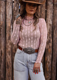 The Western Heritage Lace Top in Blush
