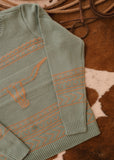 The Longhorn Sweater in Aqua