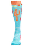 lucky_chuck_western_performance_socks_vintage_cowboys_cowgirls_rodeos_take_the_risk_turquoise_cactus_hemp_compression_america_usa_mack_and_co_designs_australia