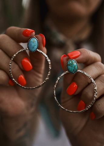 Hinge Hoop Earrings - Kingman Turquoise