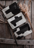 Sage Cowhide Clutch/ Crossbody Bag in Black Leather (Pick Option)