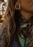 The Western Buckle Earrings in Gold