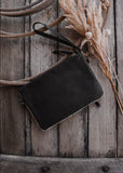 Sage Cowhide Clutch/ Crossbody Bag in Black Leather (Pick Option)