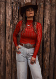 The Western Heritage Lace Top in Red