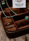 Addilyn Cowhide Jewellery Case in Chocolate Tooled Leather
