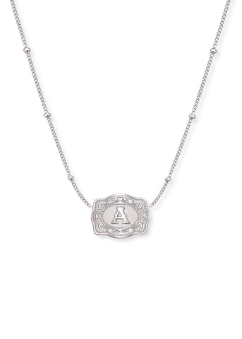 *PRE-ORDER* Inital Ultra Mini Belt Buckle Necklace - Silver