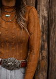 The Western Heritage Lace Top in Tan