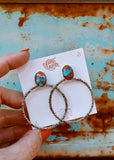 Hinge Hoop Earrings - Orange Dahlia