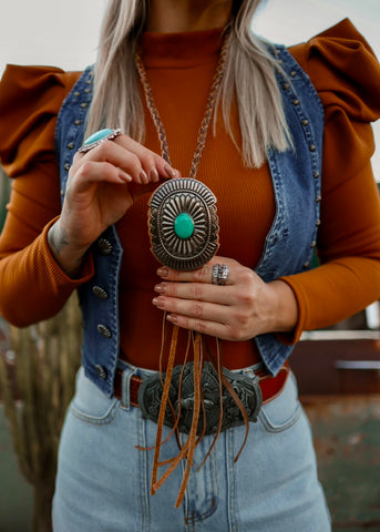 Leather Concho Bolo Necklace
