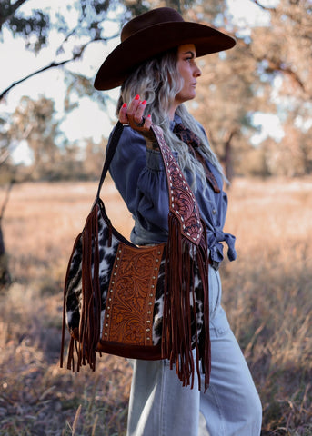 Macy Tooled Leather Cowhide Bag