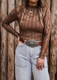 The Western Heritage Lace Top in Chocolate