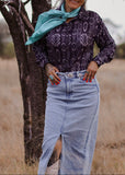 the_tombstone_aztec_blouse_arena_shirt_turquoise_kingman_concho_pearl_snap_button_down_plisse_monochrome_barrel_racer_womens_mack_and_co_designs_australia