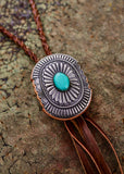 Leather Concho Bolo Necklace