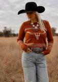 rust_longhorn_sweater_cowgirl_western_cotton_rye_outfitters_america_mack_and_co_designs_australia