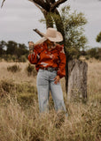 finley_western_cowboy_hat_rodeo_cowgirl_ruffle_puff_sleeve_blouse_arena_shirt_mack_and_co_designs_australia