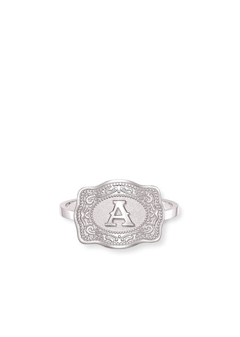 *PRE-ORDER* Inital Mini Belt Buckle Ring - Silver