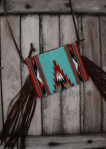 Zoe Saddle Blanket Crossbody Bag in Turquoise