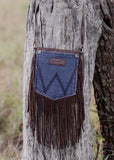 Wrangler Denim Jean Pocket Crossbody Bag in Dark Coffee