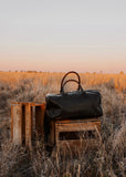 loretta_overnight_cowhide_tooled_leather_duffle_duffel_bag_turquoise_buckle_fringe_western_mack_and_co_designs_australia