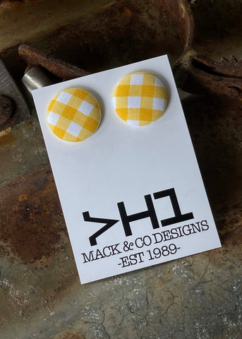 nat_studs_earrings_gingham_handcrafted_handmade_country_yellow_mack_and_co_designs_australia