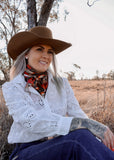 rodeo_western_wyoming_poster_fashion_ruffle_wrap_handmade_handcrafted_concho_scarfslide_slide_wildrag_wild_rag_neck_scarf_tie_necktie_floral_scarves_turquiose_bucking_bronco_campdraft_barrel_racing_racer_linen_gingham_ranch_rider_paisley_cowgirl_mack_and_co_designs_australia